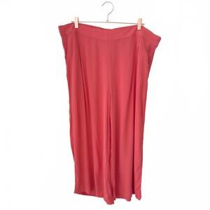 Mango Coral Pink Pleated Wide Leg Pull On Pants Size 2X